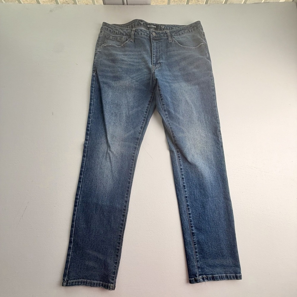 MBX Jeans Mens 34X30 Blue Cotton Denim Straight Workwear Faded Travel
